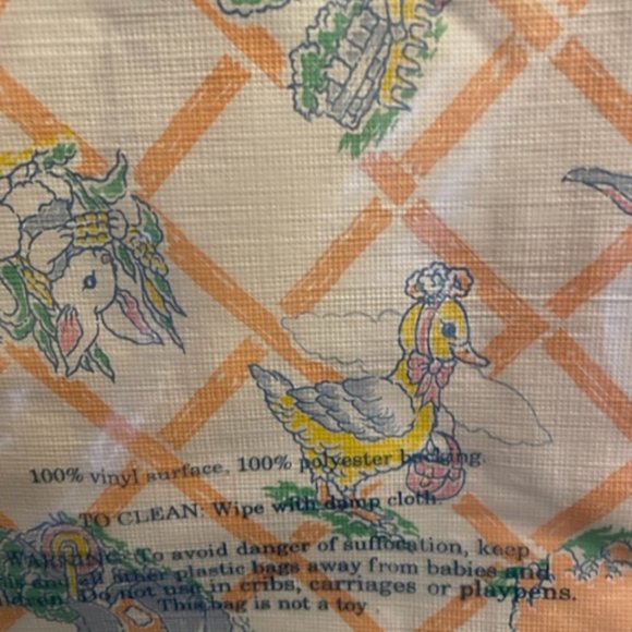 Vintage Avon Springtime Bunny Collection Tablecloth. 52" square, Vinyl New - Picture 7 of 7